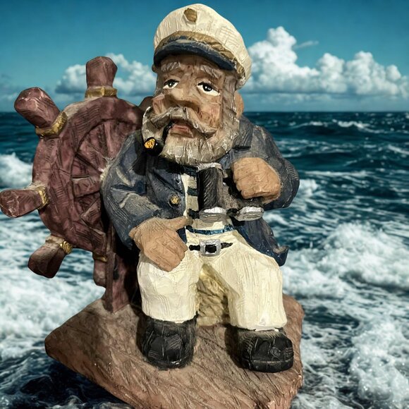 Vintage Nautical Sailor Bookends Resin Maritime Decor Captain & Anchor Set of 2 - Picture 2 of 4